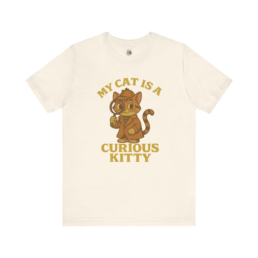 My Cat is a Curious Kitty - Retro Whiskers - Unisex Jersey Short Sleeve Tee