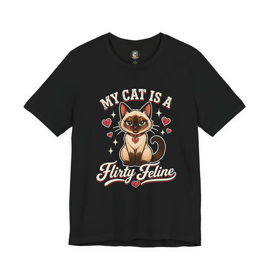 My Cat Is A Flirty Feline – Retro Whiskers Dark T-shirt | Cats With Character