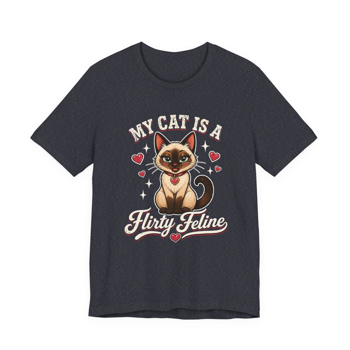 My Cat Is A Flirty Feline – Retro Whiskers Dark T-shirt | Cats With Character