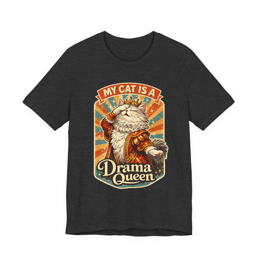 My Cat Is A Drama Queen - Retro Whiskers - Dark Cat T-Shirt | Cats With Character