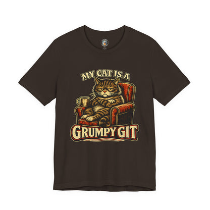 My Cat Is A Grumpy Git – Retro Whiskers Dark Cat T-Shirt | Cats With Character