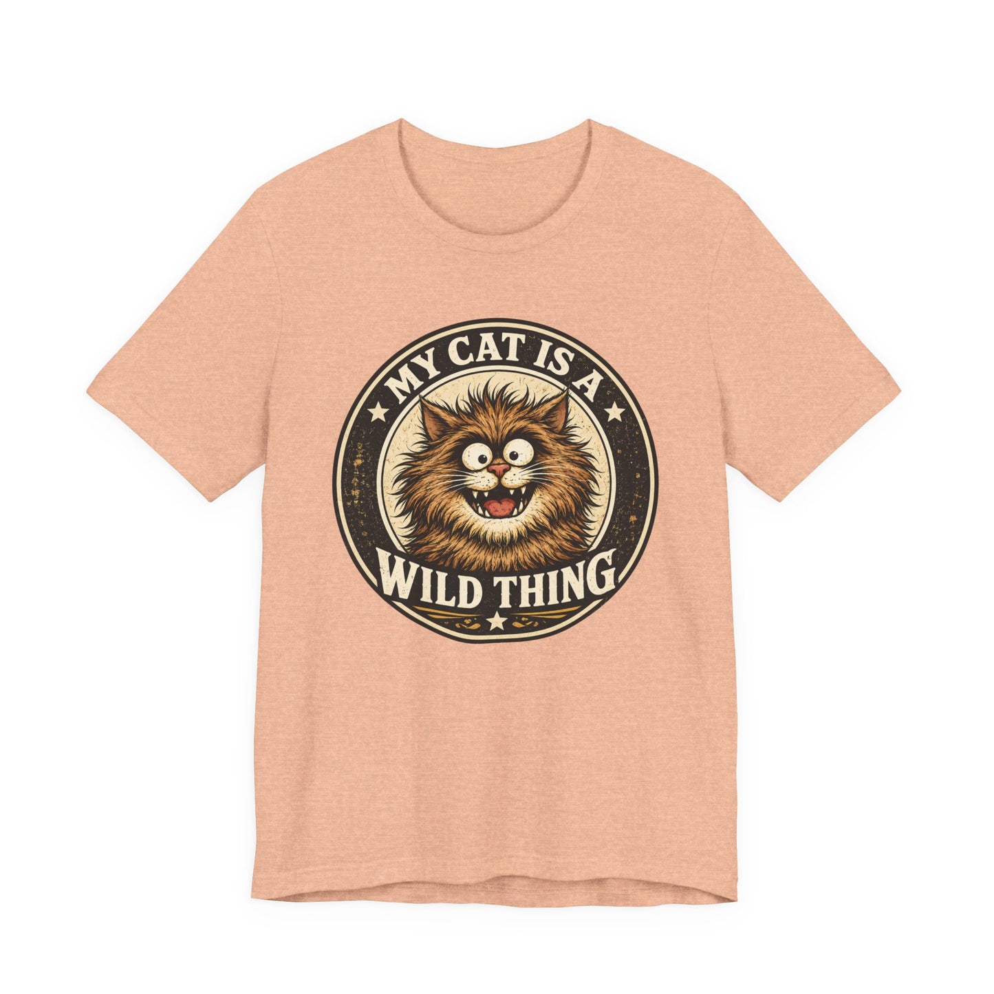 My Cat Is A Wild Thing – Retro Vintage Dark Cat T-Shirt | Cats With Character