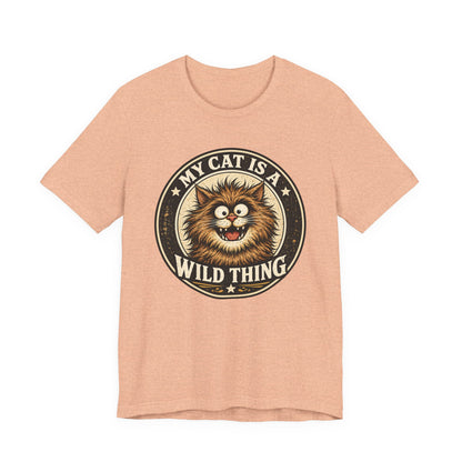 My Cat Is A Wild Thing – Retro Vintage Dark Cat T-Shirt | Cats With Character
