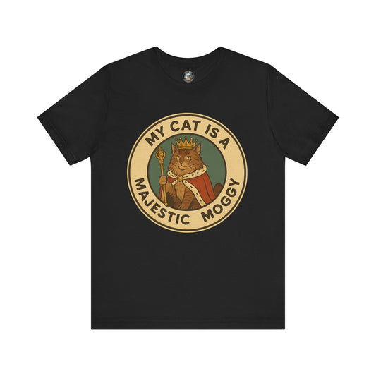 My Cat is a Majestic Moggy - Retro Whiskers - Dark Unisex Jersey Short Sleeve Tee
