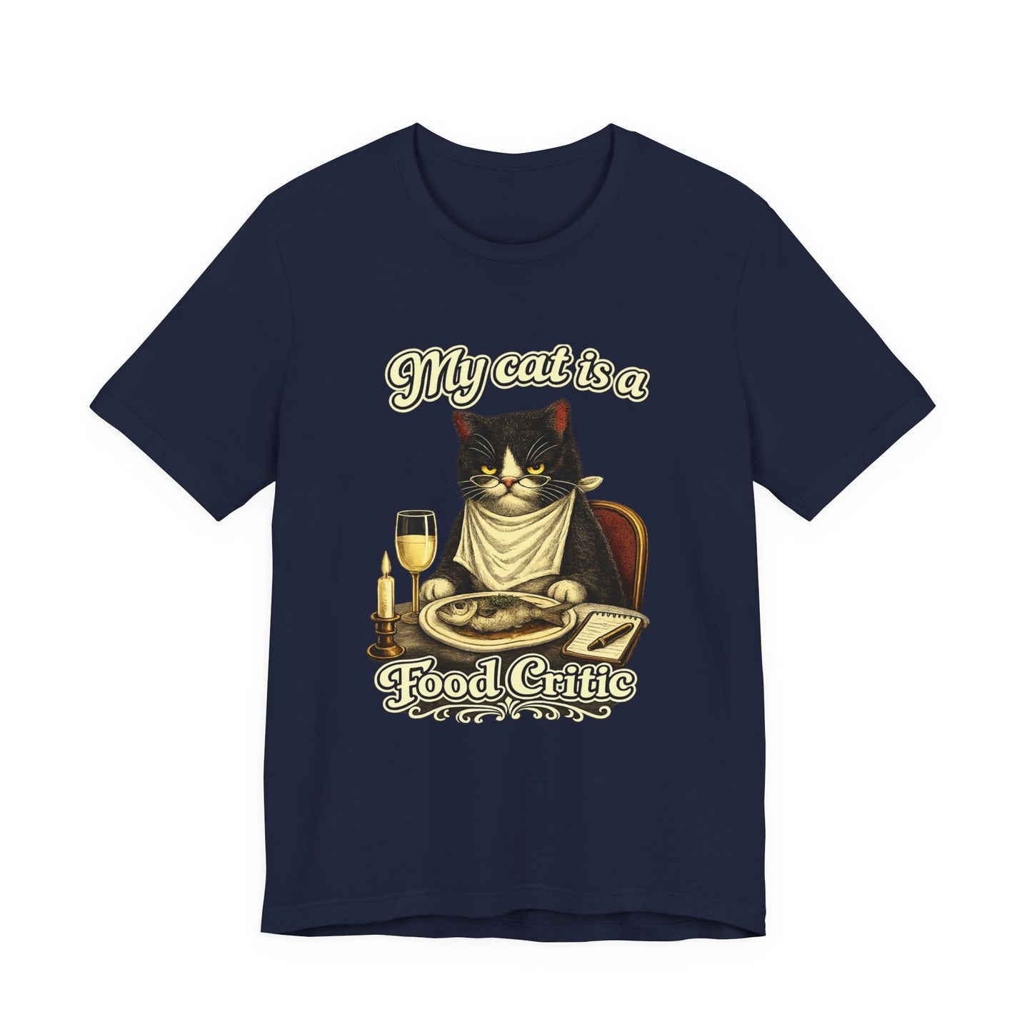 My Cat Is a Food Critic – Retro Whiskers -Dark Cat T-Shirt | Cats with Character