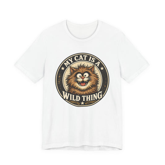My Cat Is A Wild Thing – Retro Vintage Dark Cat T-Shirt | Cats With Character