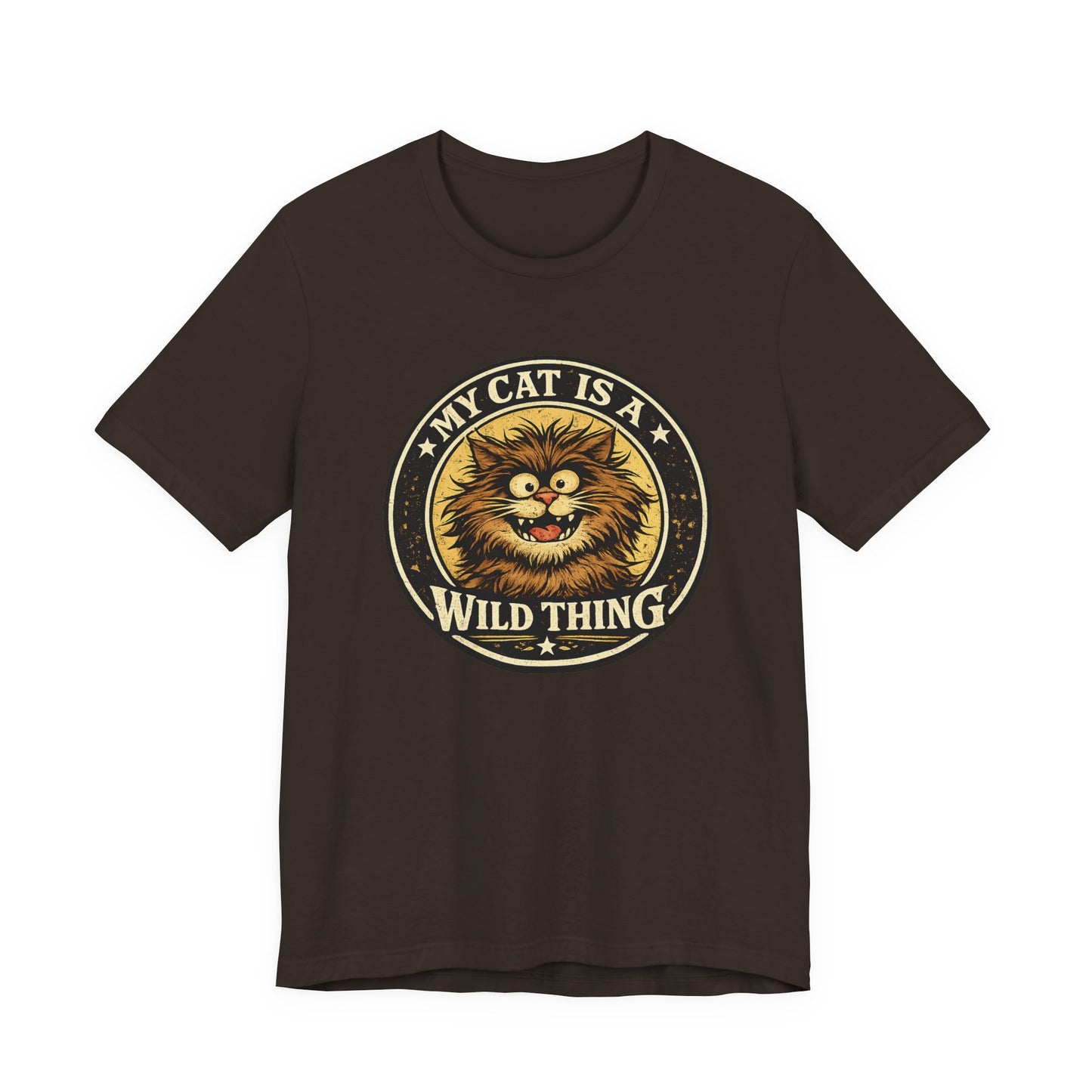 My Cat Is A Wild Thing – Retro Vintage Dark Cat T-Shirt | Cats With Character