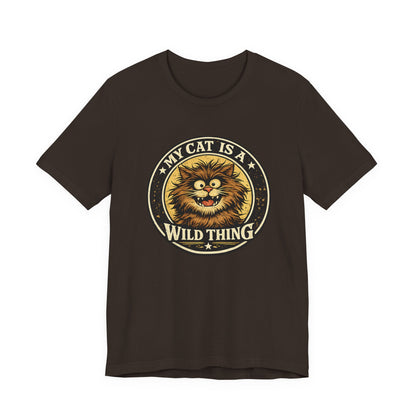 My Cat Is A Wild Thing – Retro Vintage Dark Cat T-Shirt | Cats With Character