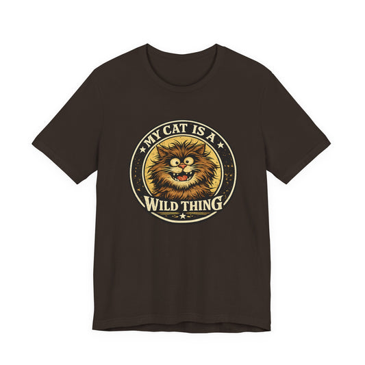My Cat Is A Wild Thing – Retro Vintage Dark Cat T-Shirt | Cats With Character