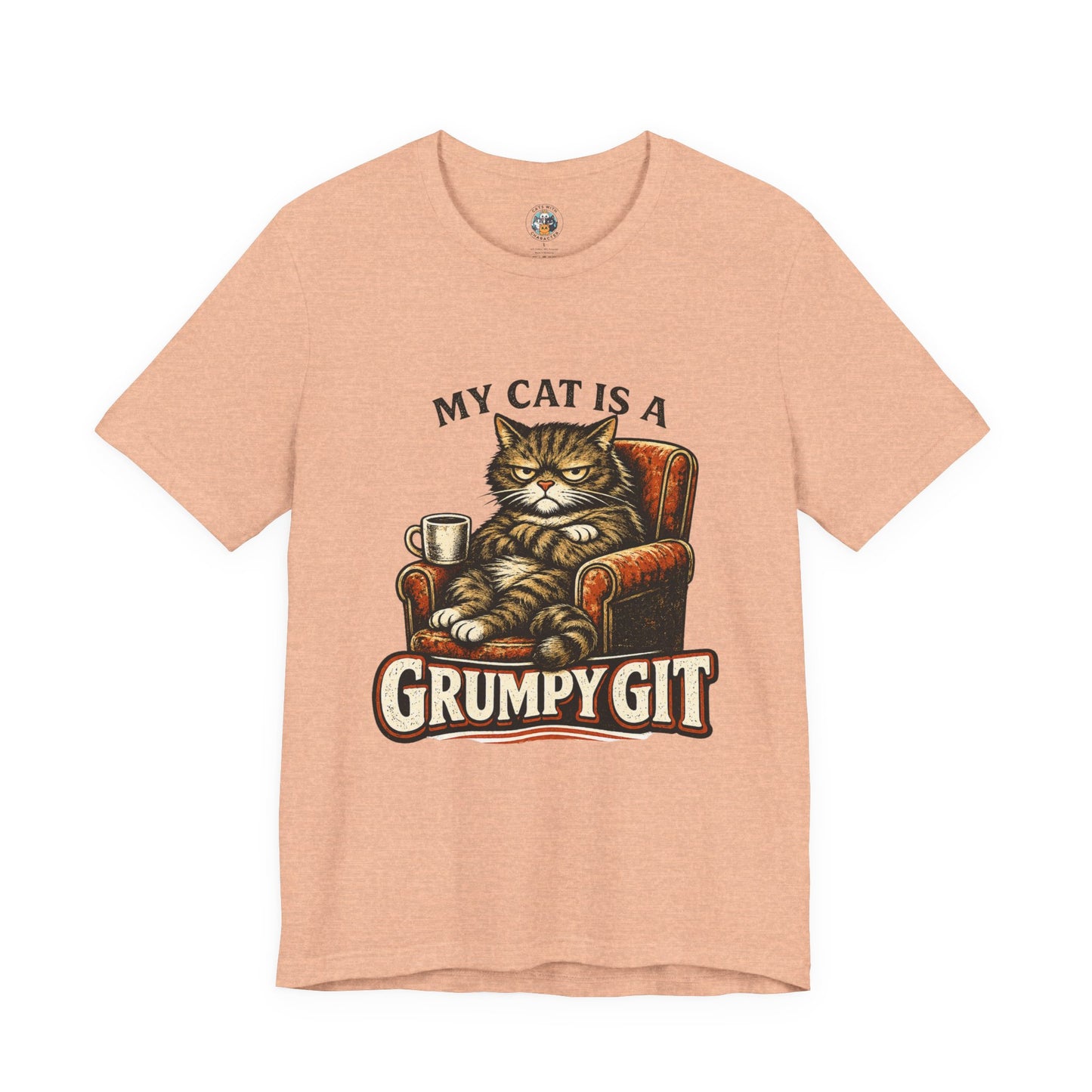 My Cat Is A Grumpy Git – Retro Whiskers Cat T-Shirt | Cats With Character