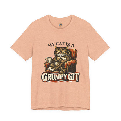 My Cat Is A Grumpy Git – Retro Whiskers Cat T-Shirt | Cats With Character