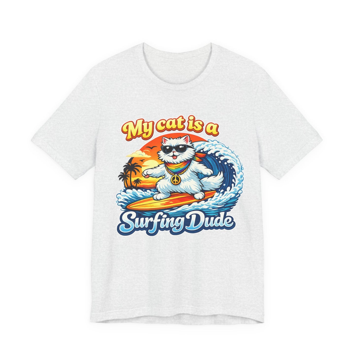 My Cat Is A Surfing Dude T-Shirt – Funny Cool Cat Surf Graphic Tee for Cat Lovers