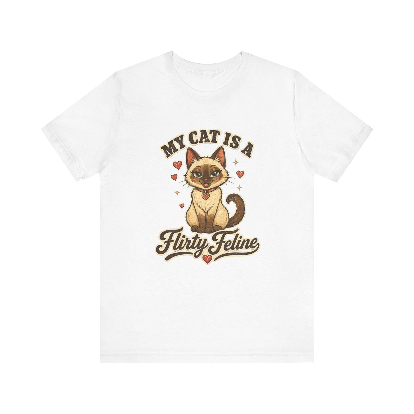 My Cat Is A Flirty Feline – Retro Whiskers Cat T-Shirt | Cats With Character