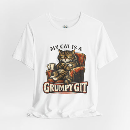 My Cat Is A Grumpy Git – Retro Whiskers Cat T-Shirt | Cats With Character