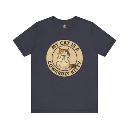 My Cat is a Cowardly Kitty - Retro Whiskers - Dark Unisex Jersey Short Sleeve Tee