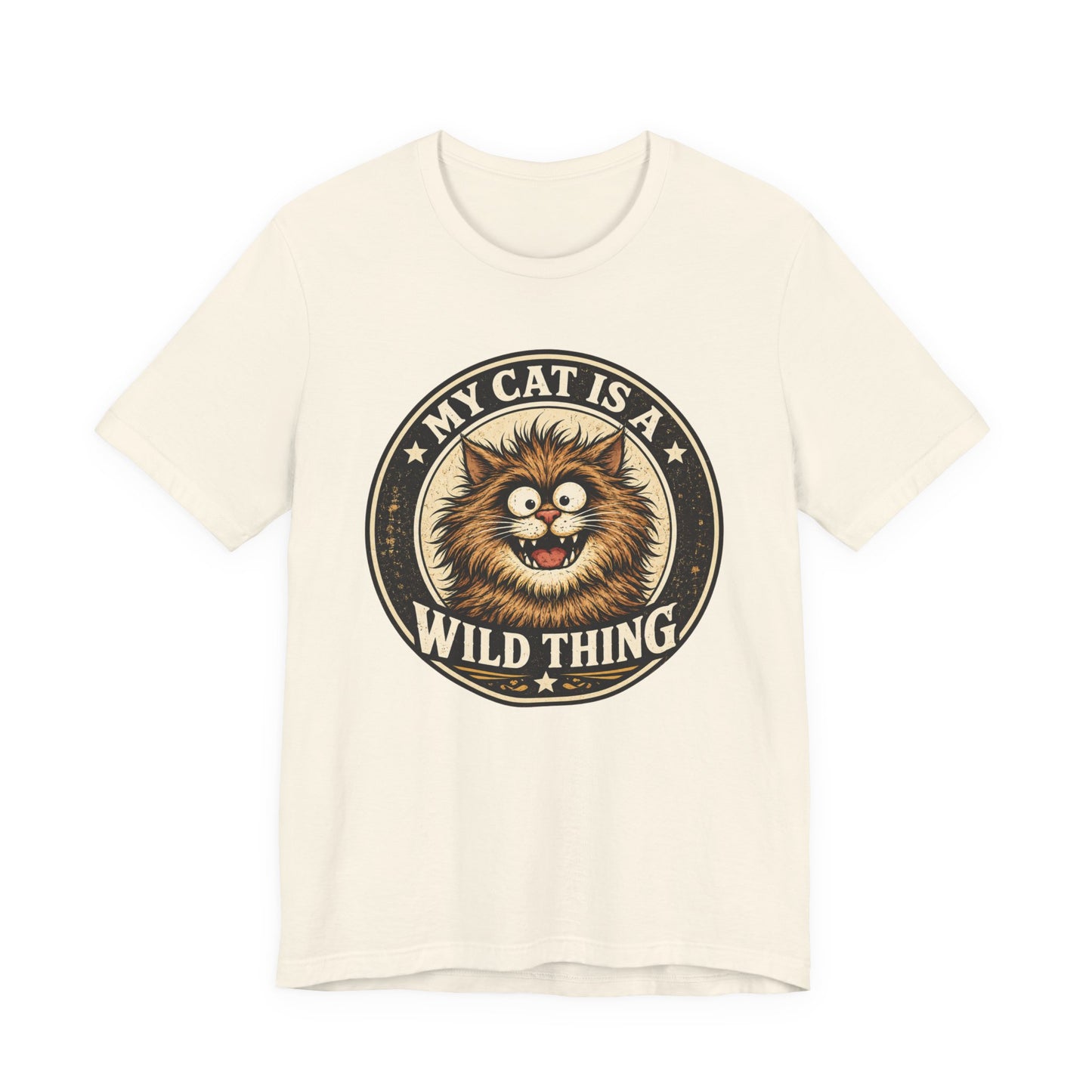 My Cat Is A Wild Thing – Retro Vintage Dark Cat T-Shirt | Cats With Character