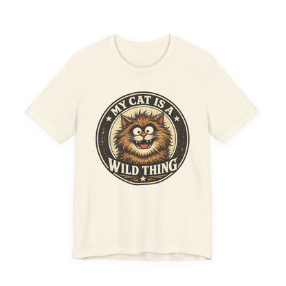 My Cat Is A Wild Thing – Retro Vintage Dark Cat T-Shirt | Cats With Character