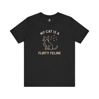 My cat is a Flirty Feline - Simply Purrfect - Black Unisex Jersey Short Sleeve Tee