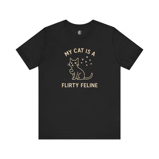 My cat is a Flirty Feline - Simply Purrfect - Black Unisex Jersey Short Sleeve Tee