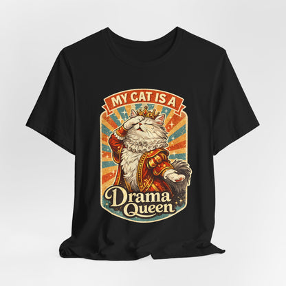 My Cat Is A Drama Queen - Retro Whiskers - Dark Cat T-Shirt | Cats With Character