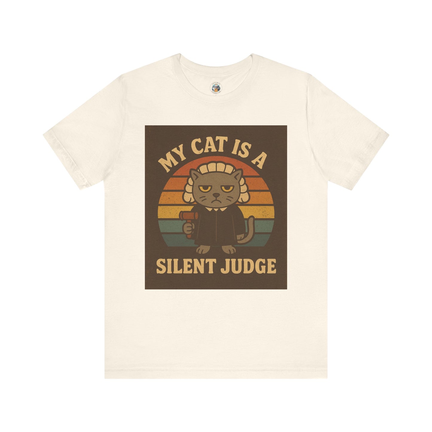My Cat is a Silent Judge - Retro Whiskers - Unisex Jersey Short Sleeve Tee