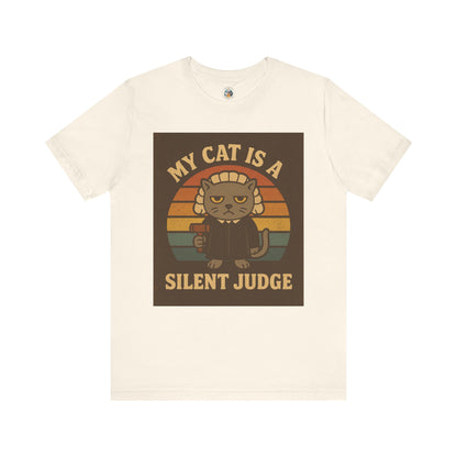 My Cat is a Silent Judge - Retro Whiskers - Unisex Jersey Short Sleeve Tee