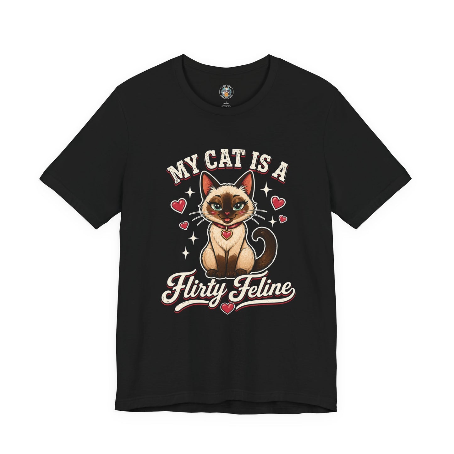 My Cat Is A Flirty Feline – Retro Whiskers Dark T-shirt | Cats With Character