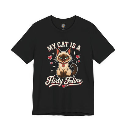 My Cat Is A Flirty Feline – Retro Whiskers Dark T-shirt | Cats With Character