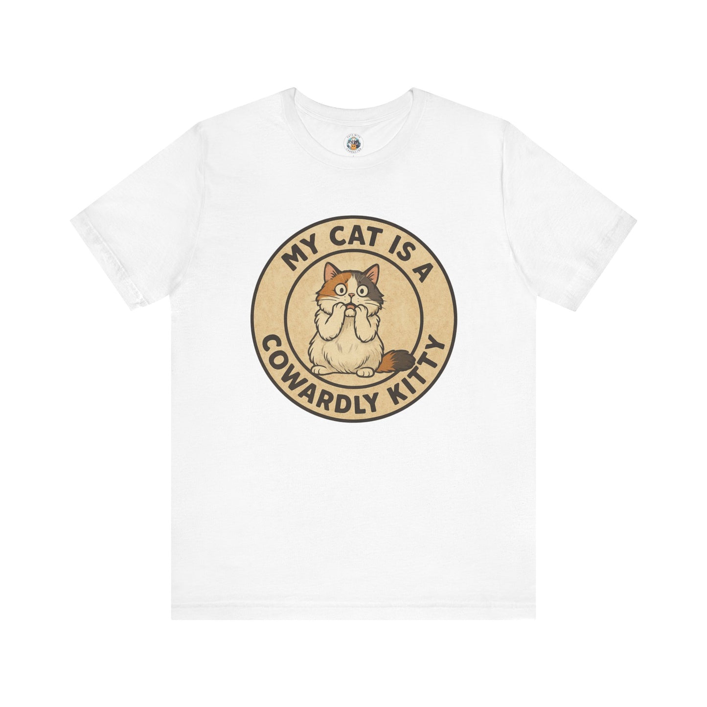 My Cat is a Cowardly Kitty - Retro Whiskers - Unisex Jersey Short Sleeve Tee