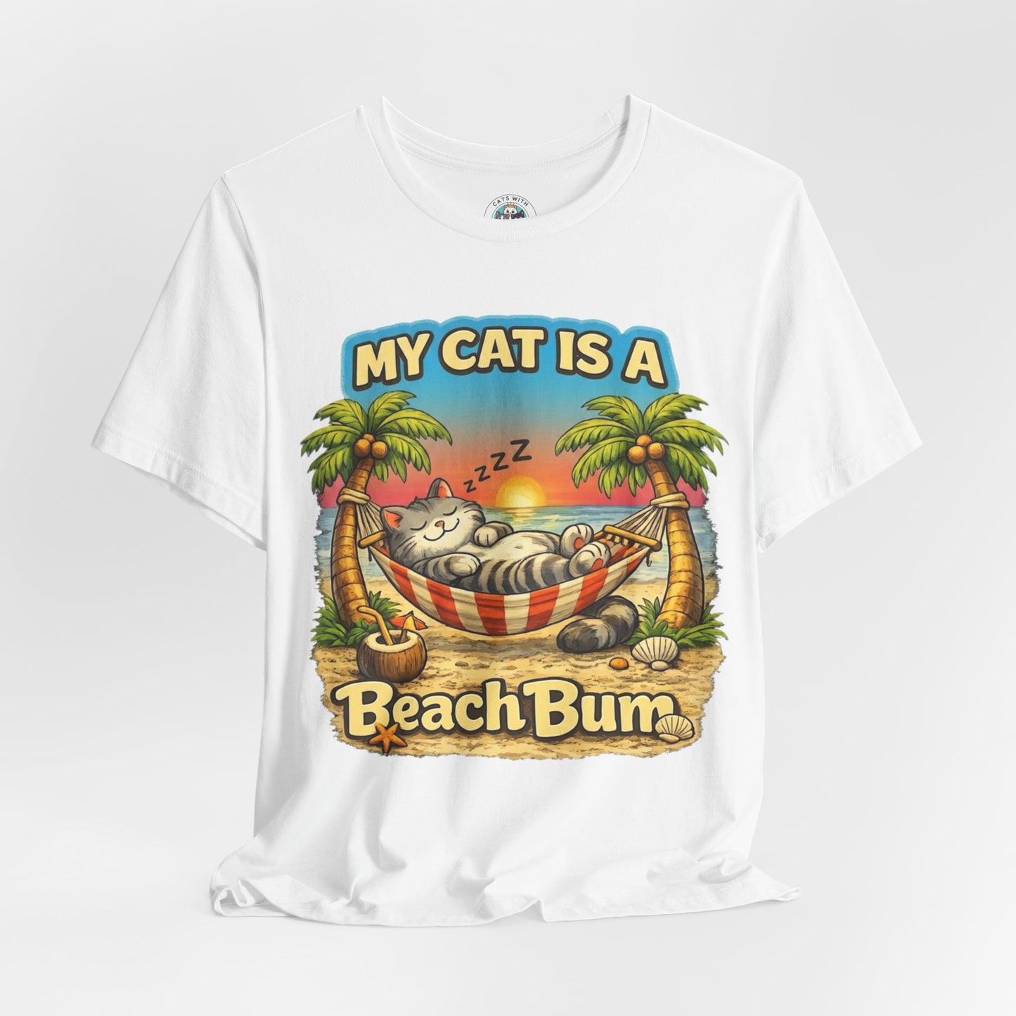 My Cat Is A Beach Bum T-Shirt | Funny Cat Lover Summer T-Shirt
