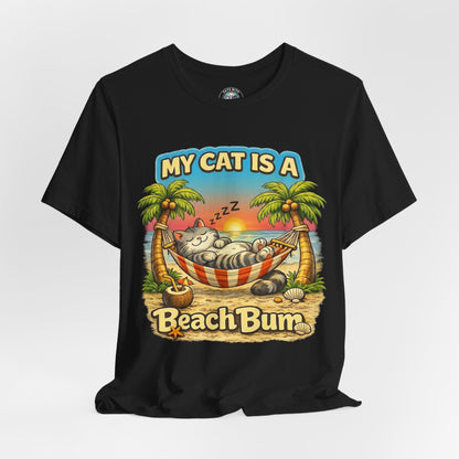My Cat Is A Beach Bum Dark T-Shirt | Funny Cat Lover Summer T-Shirt