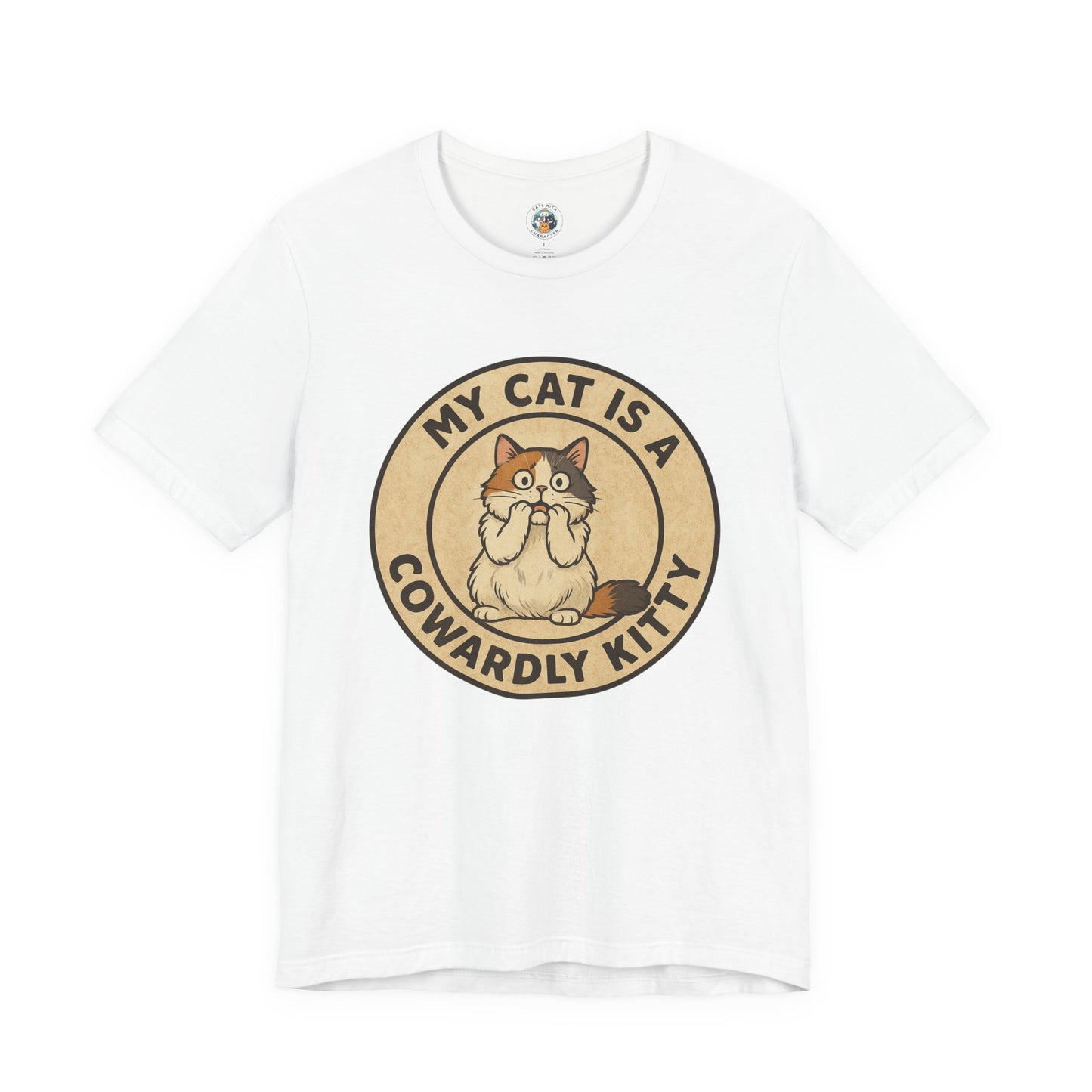 My Cat is a Cowardly Kitty - Retro Whiskers - Unisex Jersey Short Sleeve Tee