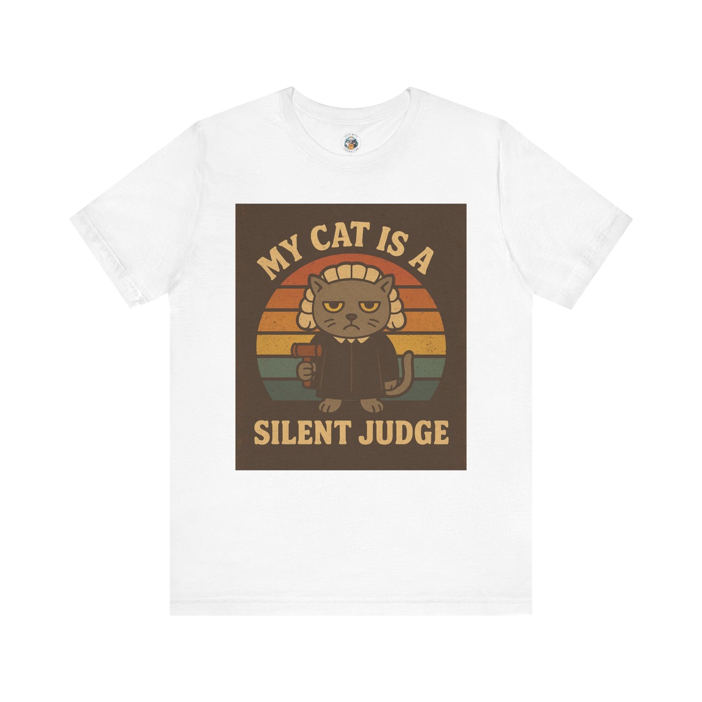 My Cat is a Silent Judge - Retro Whiskers - Unisex Jersey Short Sleeve Tee