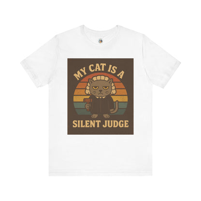 My Cat is a Silent Judge - Retro Whiskers - Unisex Jersey Short Sleeve Tee