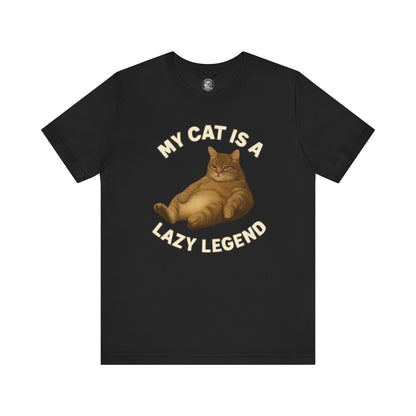 My Cat is a Lazy Legend- Paws in Focus Black Unisex Jersey Short Sleeve Tee