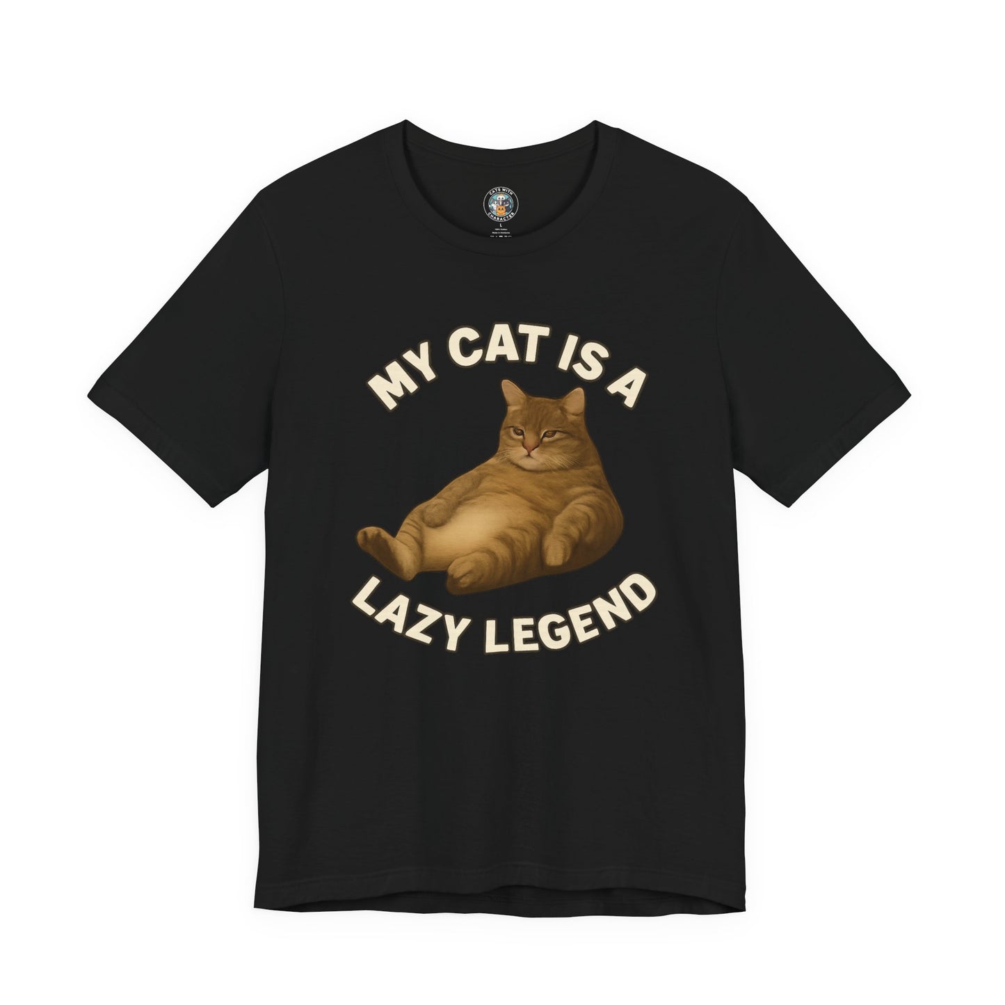 My Cat is a Lazy Legend- Paws in Focus Black Unisex Jersey Short Sleeve Tee