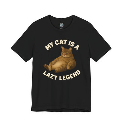 My Cat is a Lazy Legend- Paws in Focus Black Unisex Jersey Short Sleeve Tee