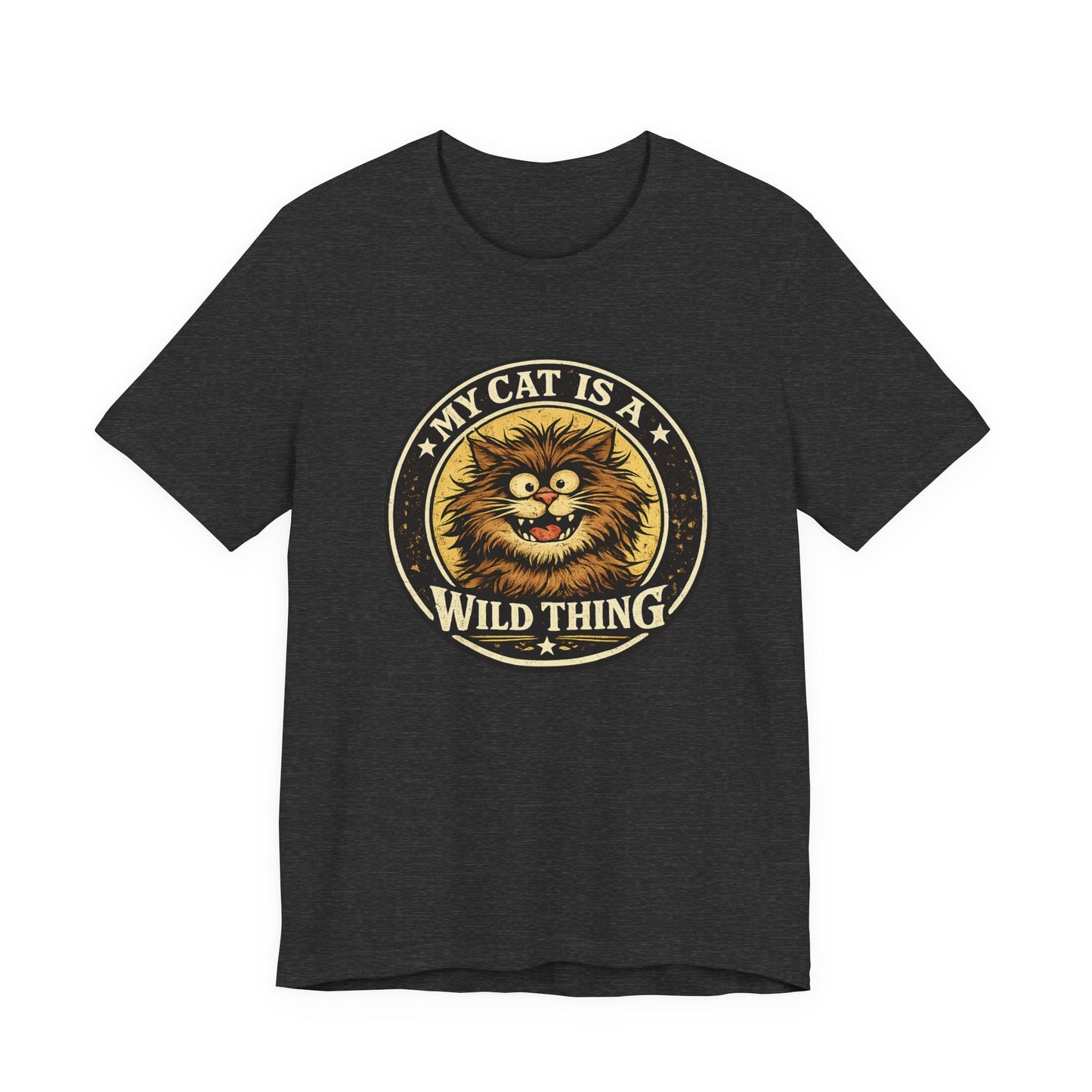 My Cat Is A Wild Thing – Retro Vintage Dark Cat T-Shirt | Cats With Character