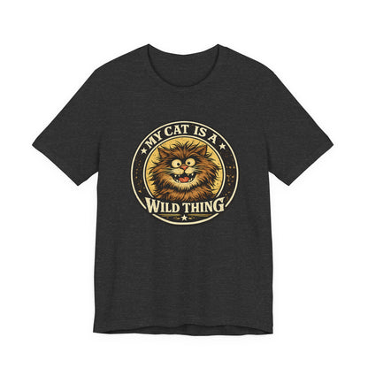 My Cat Is A Wild Thing – Retro Vintage Dark Cat T-Shirt | Cats With Character