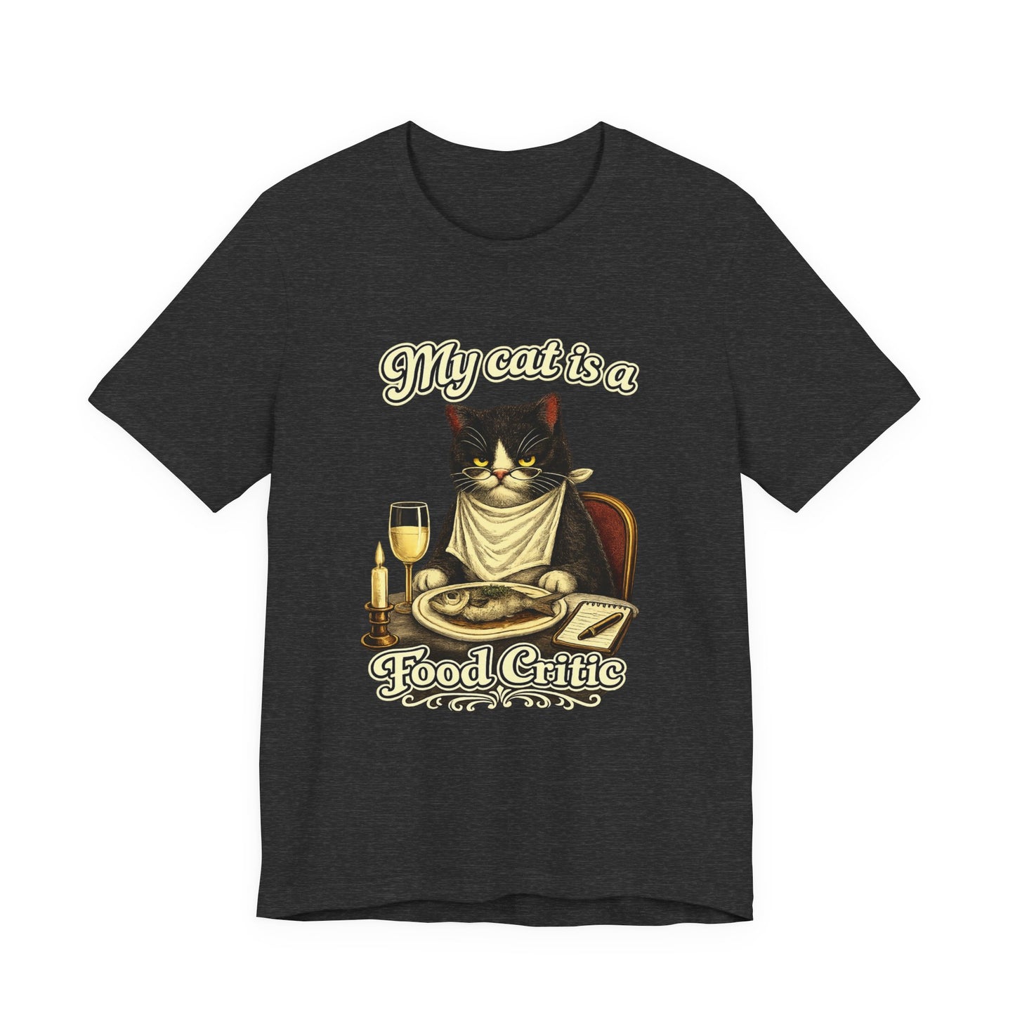 My Cat Is a Food Critic – Retro Whiskers -Dark Cat T-Shirt | Cats with Character