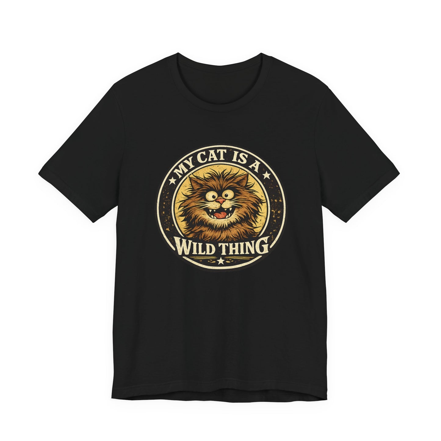 My Cat Is A Wild Thing – Retro Vintage Dark Cat T-Shirt | Cats With Character