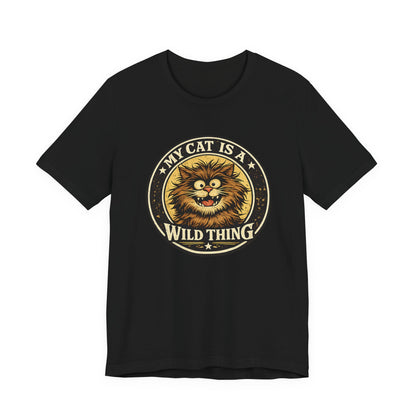My Cat Is A Wild Thing – Retro Vintage Dark Cat T-Shirt | Cats With Character
