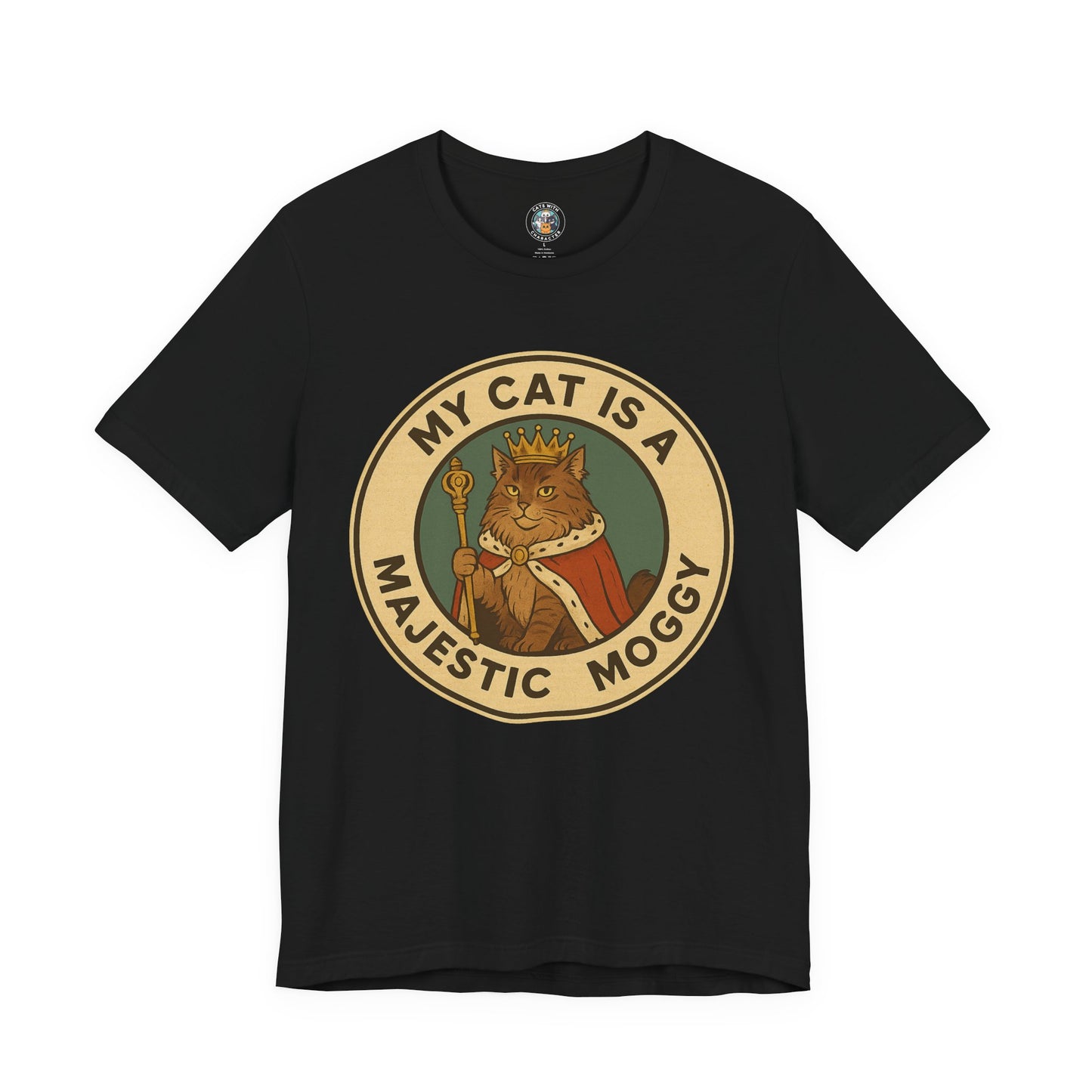 My Cat is a Majestic Moggy - Retro Whiskers - Dark Unisex Jersey Short Sleeve Tee