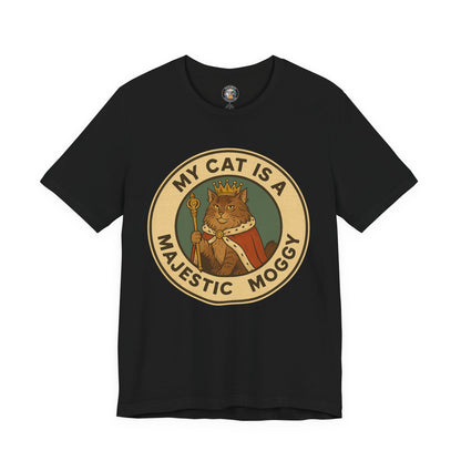 My Cat is a Majestic Moggy - Retro Whiskers - Dark Unisex Jersey Short Sleeve Tee