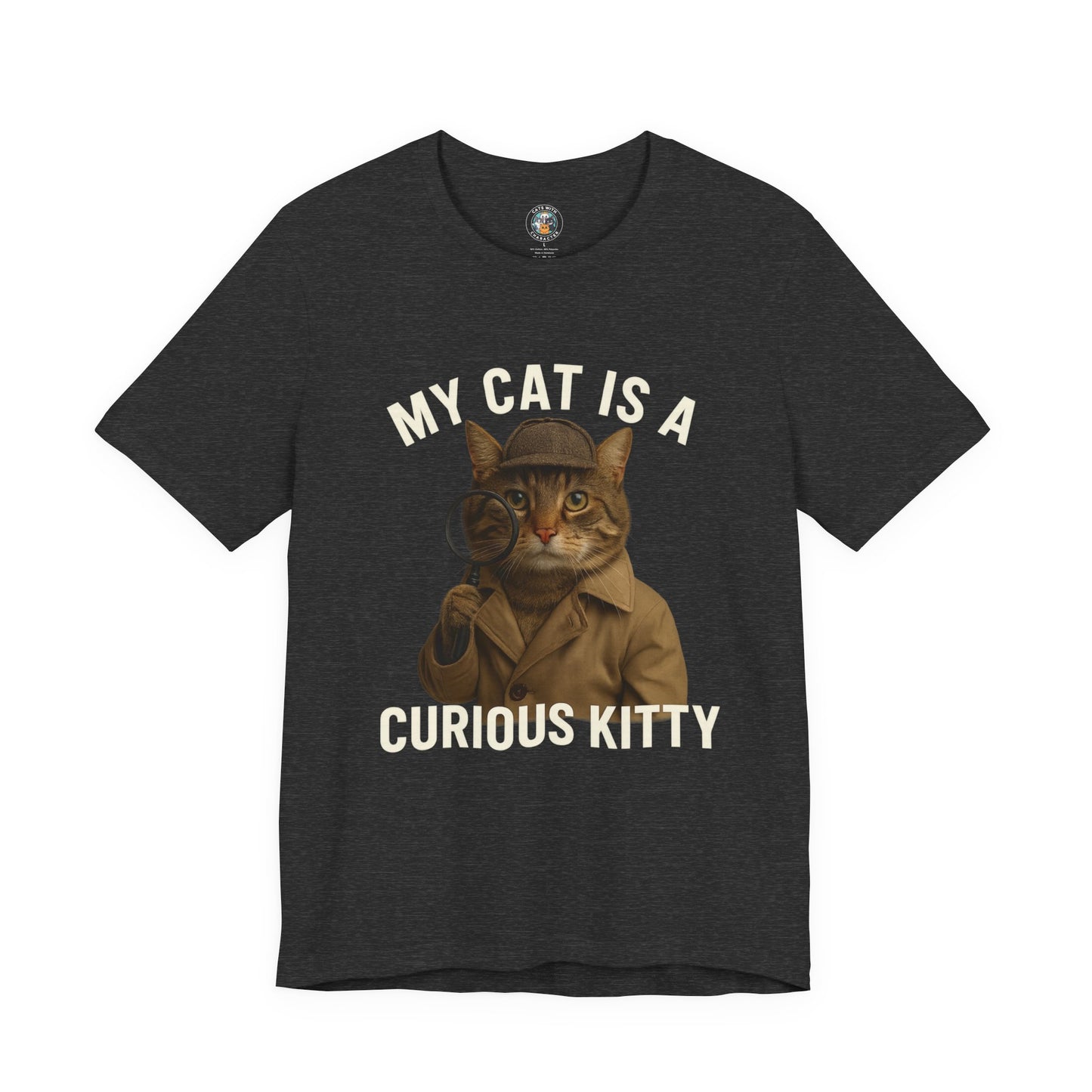 My Cat is a Curious Kitty - Paws in Focus - Dark Unisex Jersey Short Sleeve Tee