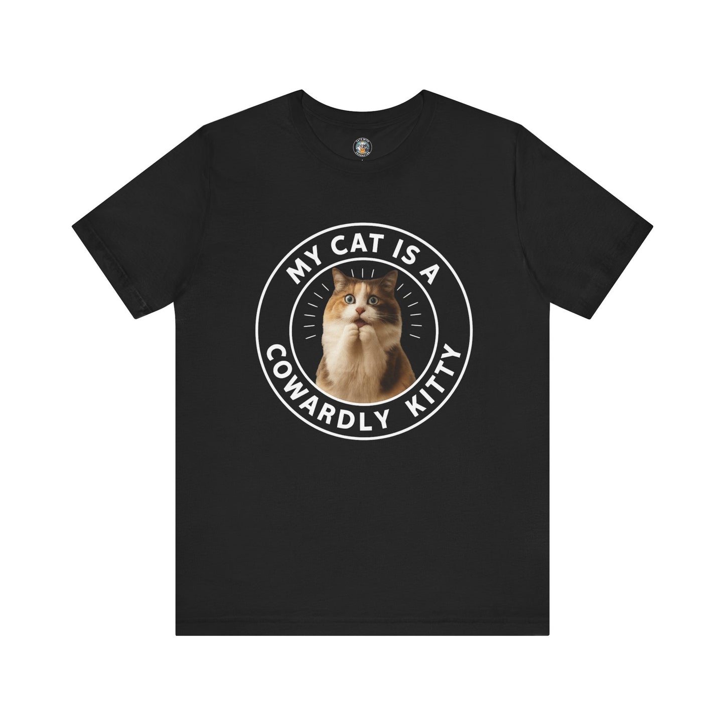 My Cat is a Cowardly Kitty - Paws in Focus - Dark Unisex Jersey Short Sleeve Tee