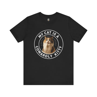 My Cat is a Cowardly Kitty - Paws in Focus - Dark Unisex Jersey Short Sleeve Tee