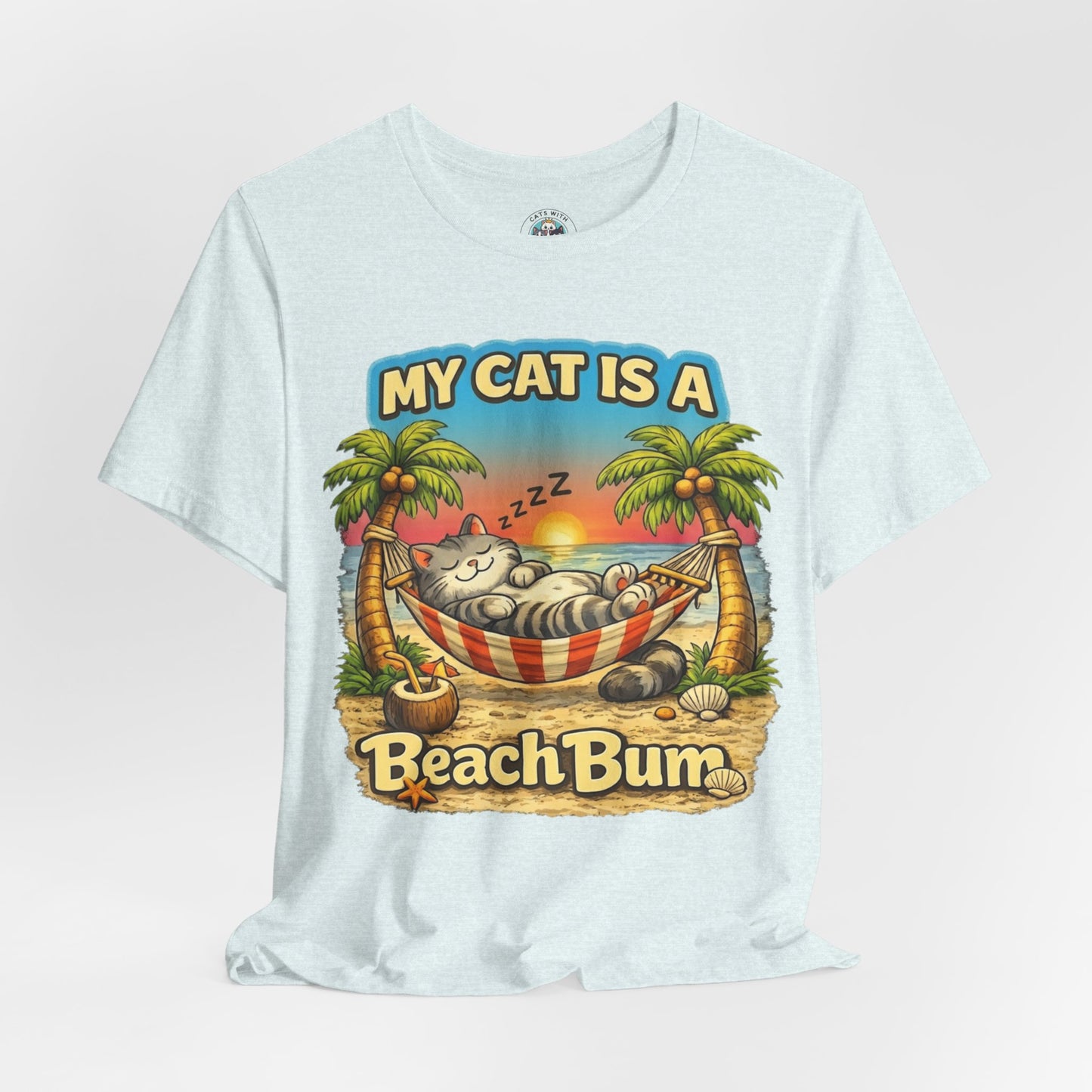 My Cat Is A Beach Bum T-Shirt | Funny Cat Lover Summer T-Shirt