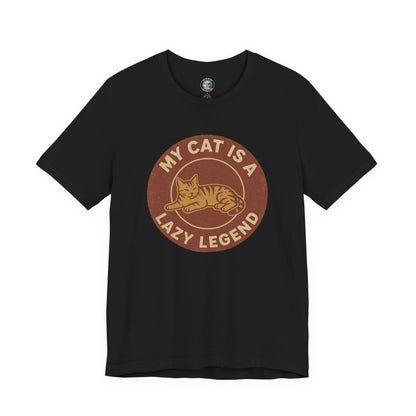 My Cat is a Lazy Legend - Retro Whiskers - Dark Unisex Jersey Short Sleeve Tee