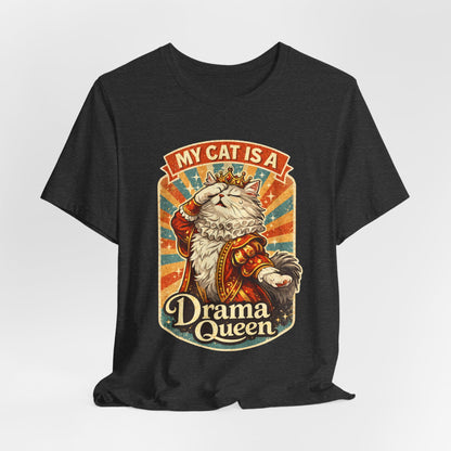 My Cat Is A Drama Queen - Retro Whiskers - Dark Cat T-Shirt | Cats With Character